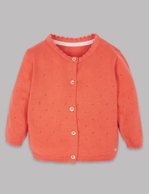 Pure Cotton Pointelle Cardigan